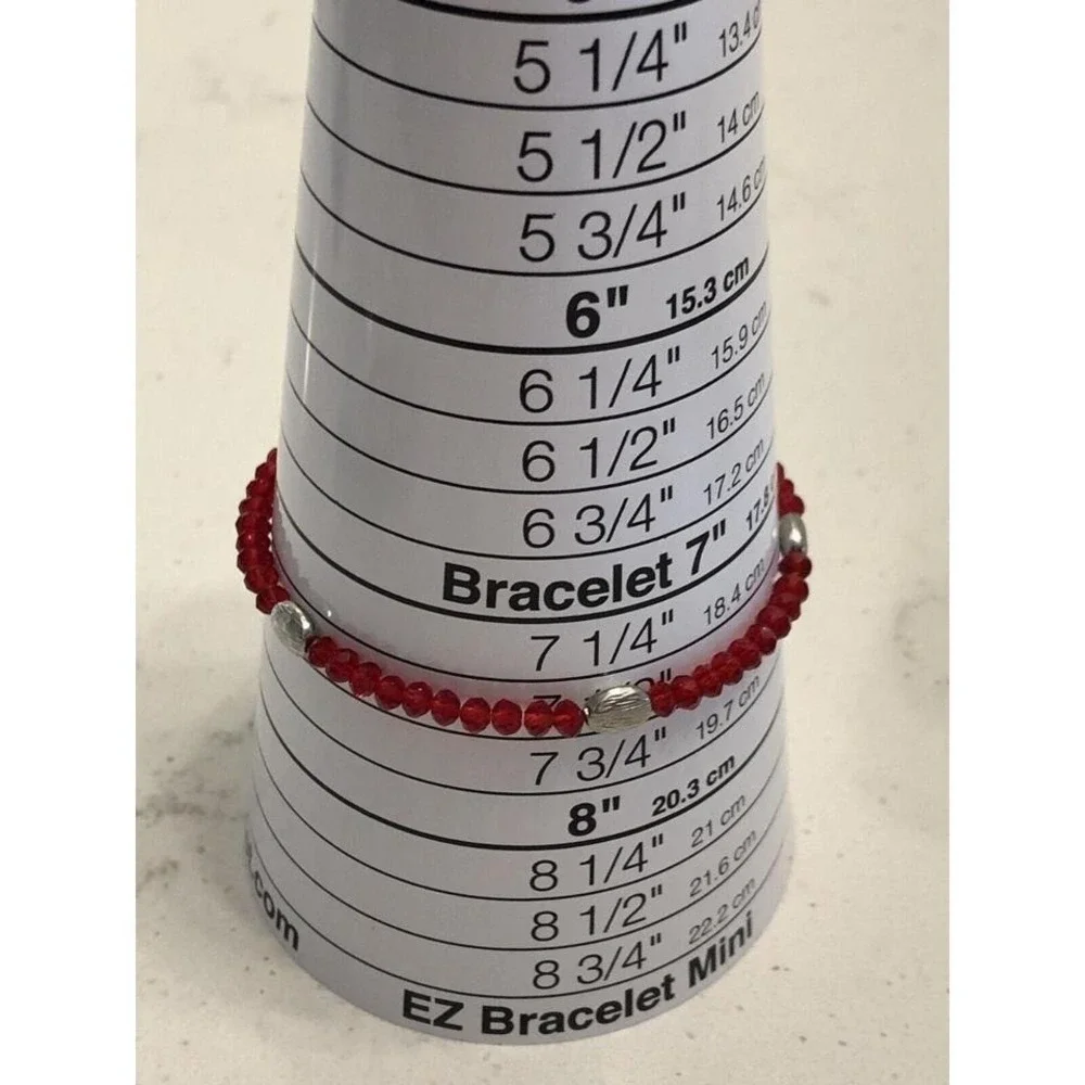 4pc‎ Beaded Bracelet Set Red Gold Rhinestone Stackable Boho Stretch Jewelry
